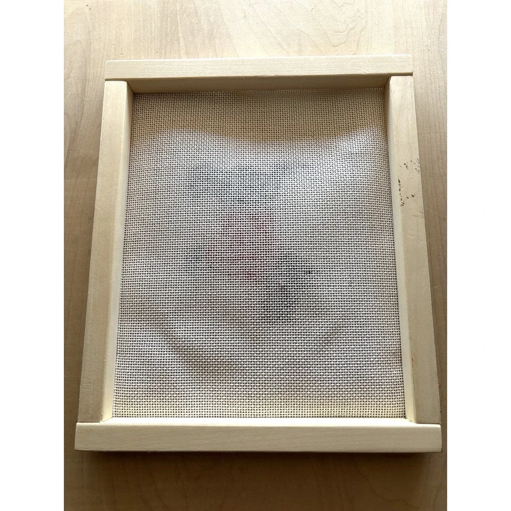 Needlepoint Canvas Handpainted Scottie in Red Sweater KS Wood Frame 14 Pt 11 x 9